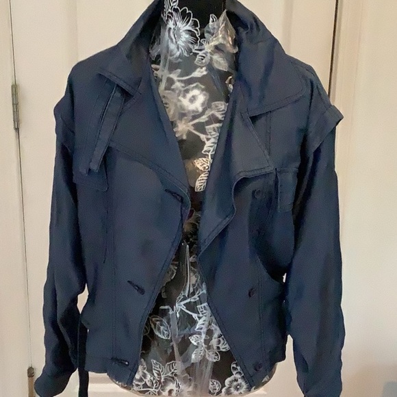 Armani Exchange AX small blue belted Jean jacket zipper & buckles NWT - Picture 4 of 10